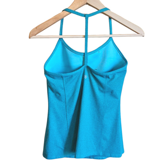 Athleta Zip Line Sports Racerback Tank Top Build in Bra Teal Women's Small - Picture 6 of 7